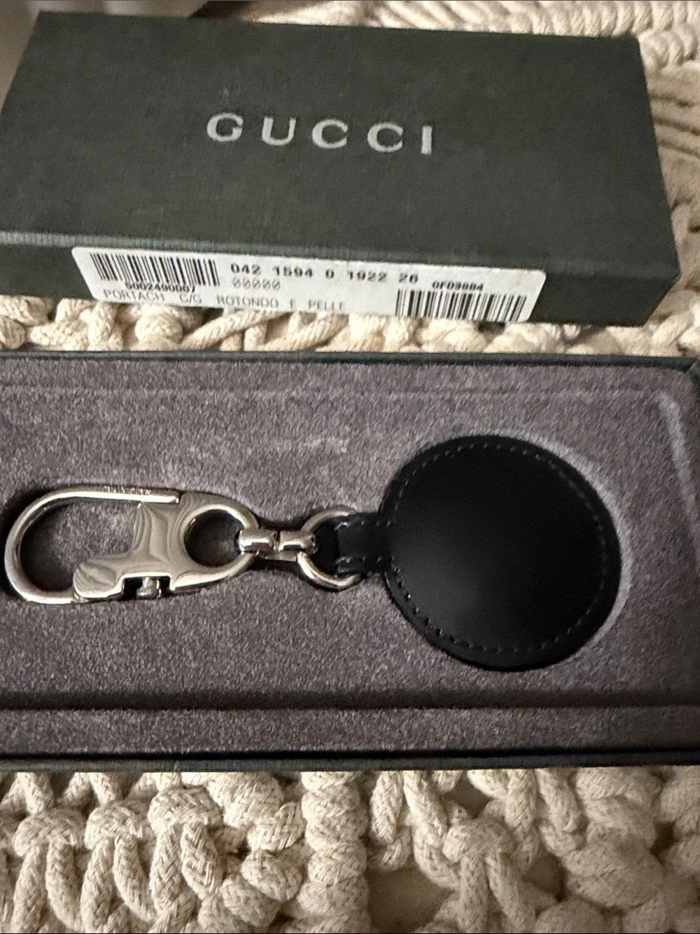 Gucci Black Leather Key & Card Holder with Gold G Emblem